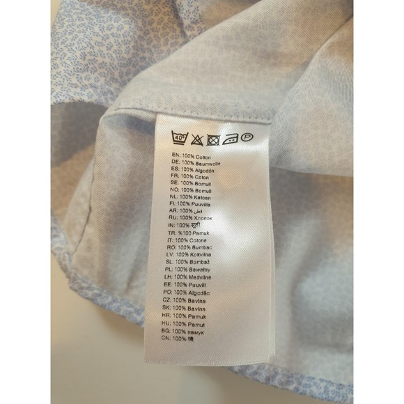 Eton Shirt Mens 15.5 Slim 39 Blue Floral AOP Print Button Up Long Sleeve Cotton - Picture 4 of 11